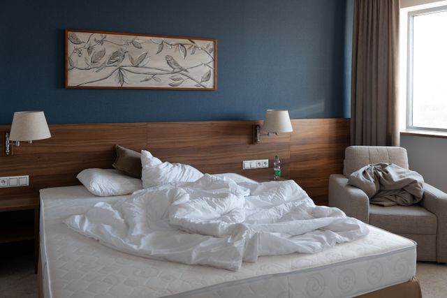 Een kamer in het Arche-hotel in Warschau. 